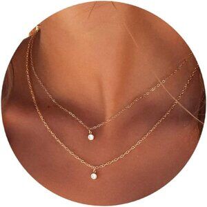 Tewiky Diamond Necklaces Layered CZ Neckla Gold Trendy Gold Jewelry Gifts